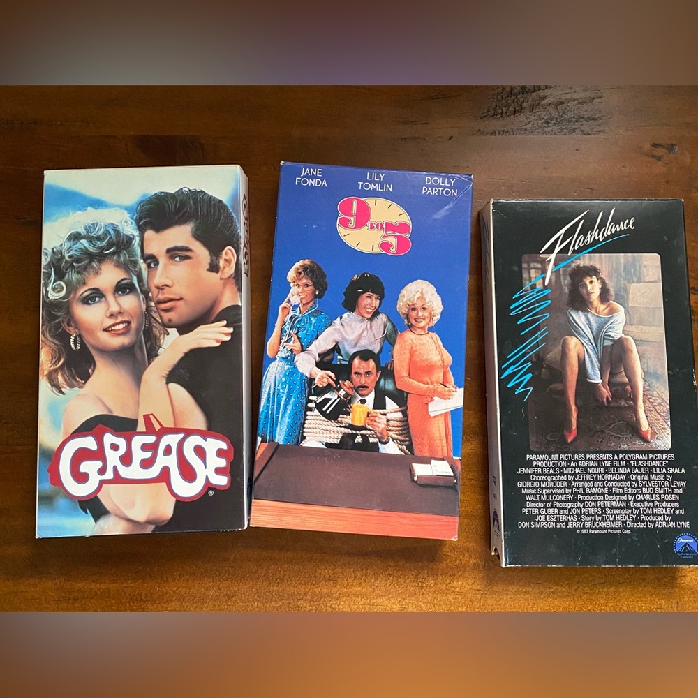 Vintage VHS Movie Lot — 9 to 5, Flashdance, Grease
